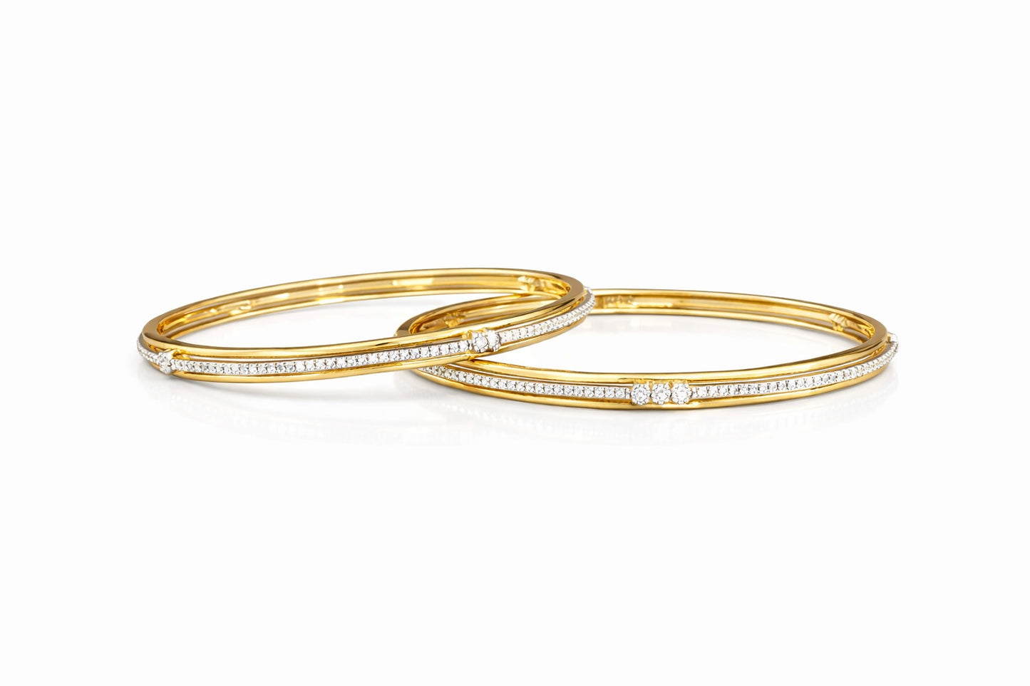 Elegant Dual-Tone Sparkle Bangles (Set of 2)