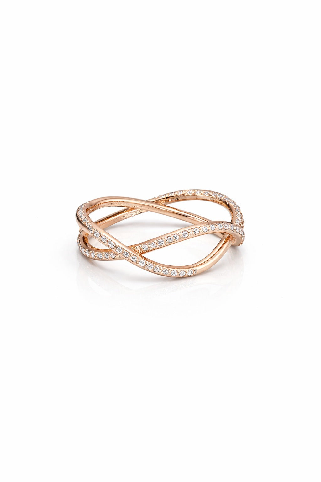 Rose Gold Criss-Cross Band Ring
