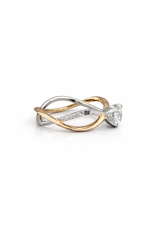 Elegant Twist Two Tone Stone Ring
