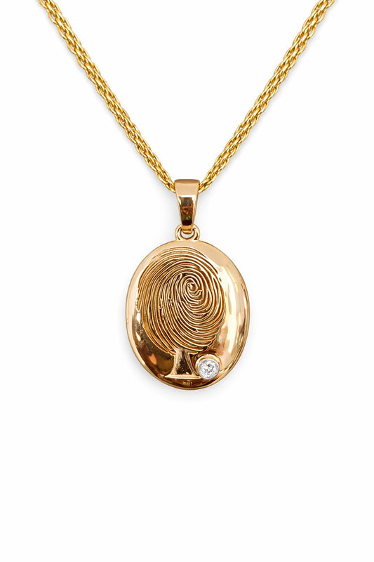 Personalized Fingerprint Oval Pendant Necklace