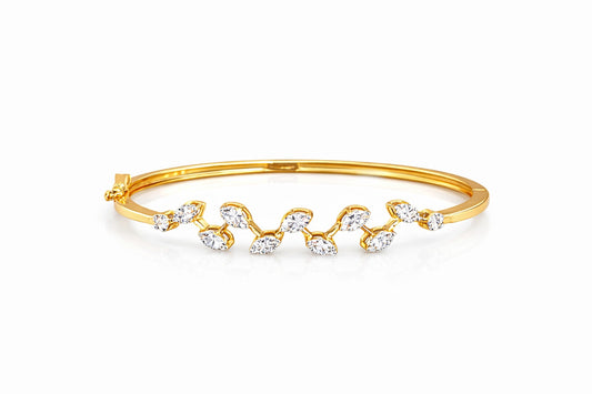 Elegant Leaf Design Stone Bracelet