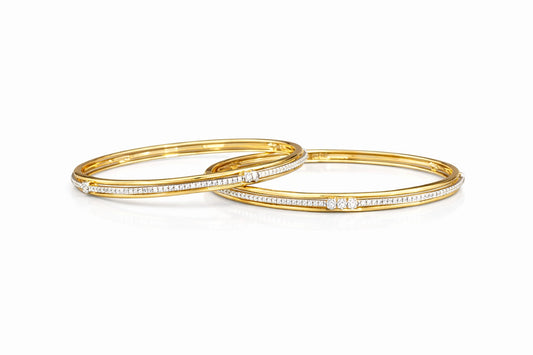 Elegant Dual-Tone Sparkle Bangles (Set of 2)